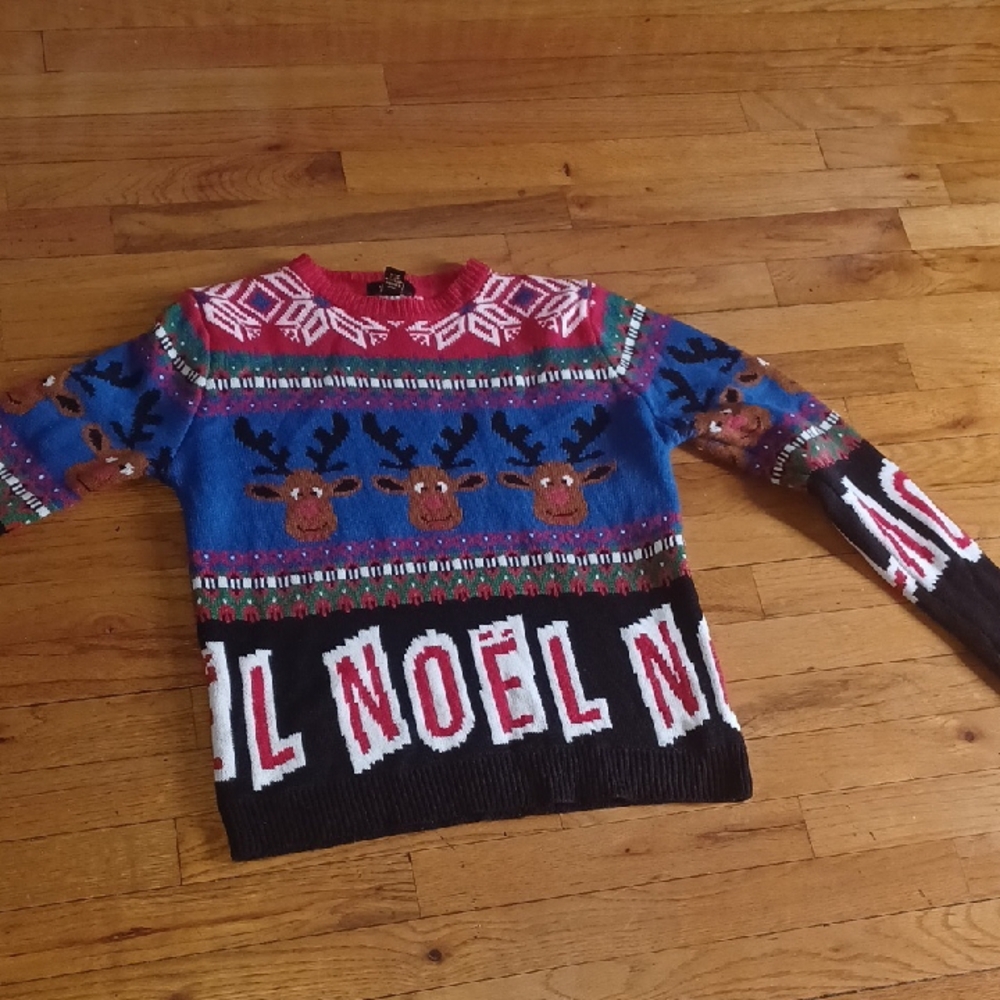 Festive Reindeer Sweater - Red, Blue, Black